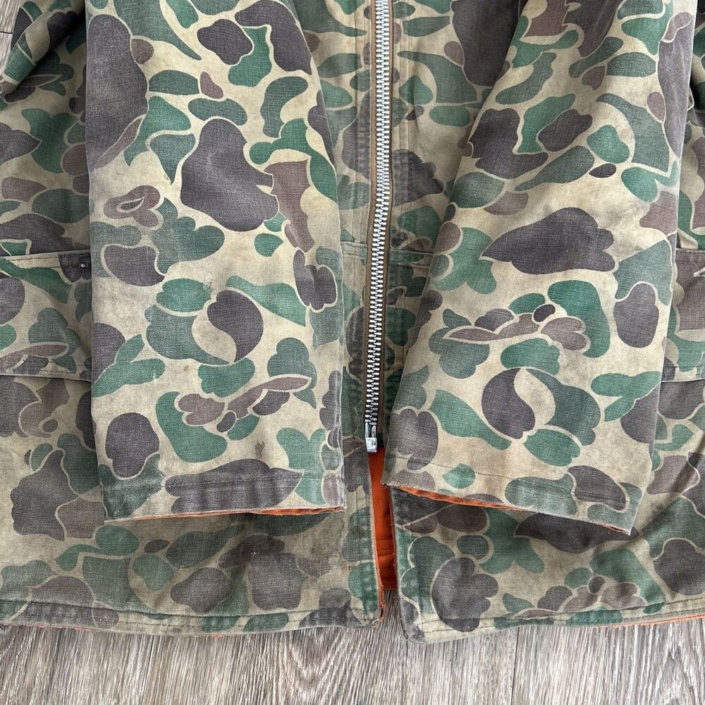 Vtg 60s Sears Roebuck Duck Camo Field Tested Hunting Jacket Talon Zip L Reverse - Picture 9 of 16